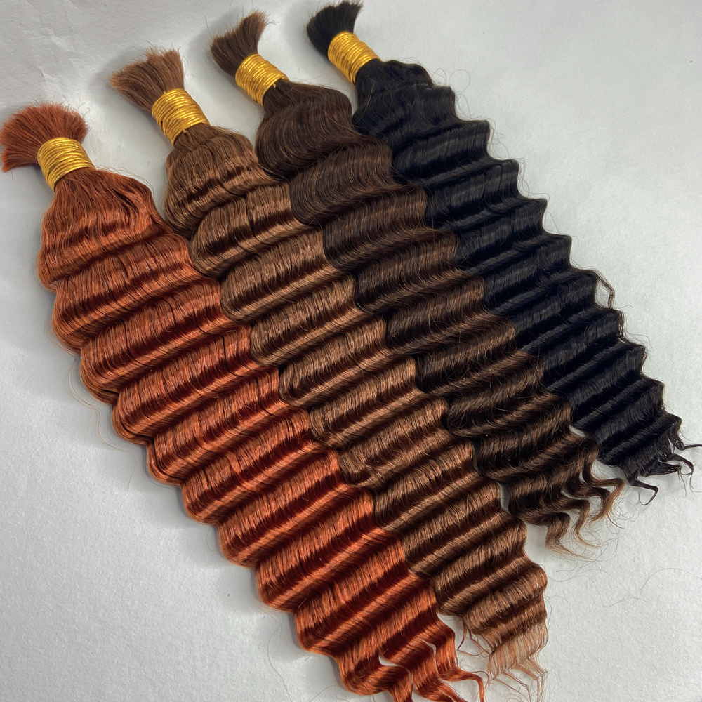 Wholesale Raw Indian Hair No Weft Deep Curly 100 Human Hair Bulk For Braiding