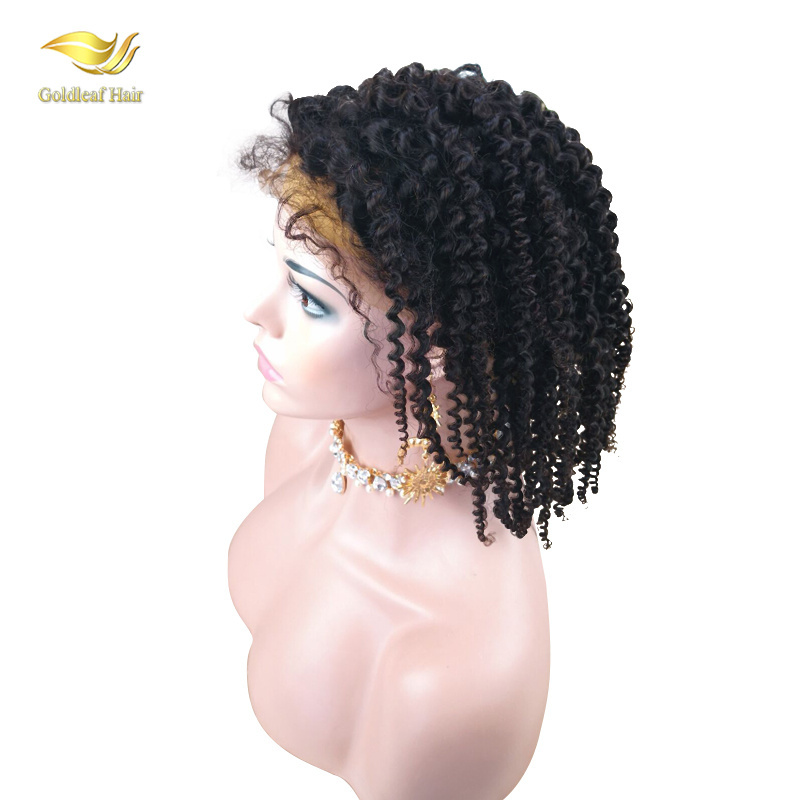 Jiaozhou wig factory wholesale single donor cuticle aligned kinky curly virgin mongolian hair lace front wig