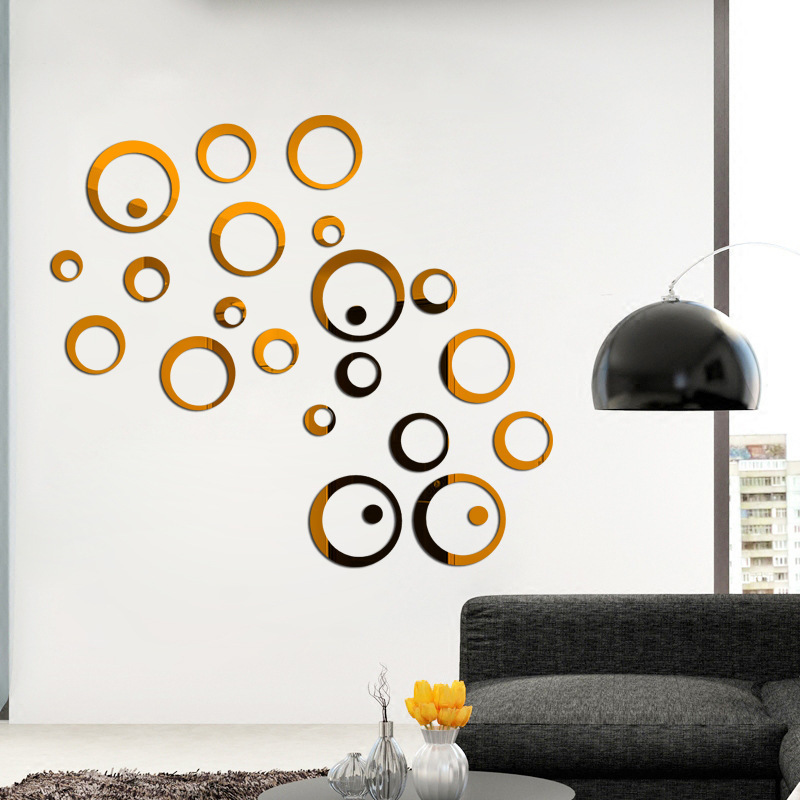 24pcs 3D Mirror Wall Sticker Round Mirror DIY TV Background Room Stickers Wall Decor bedroom Bathroom Home Decoration mirror