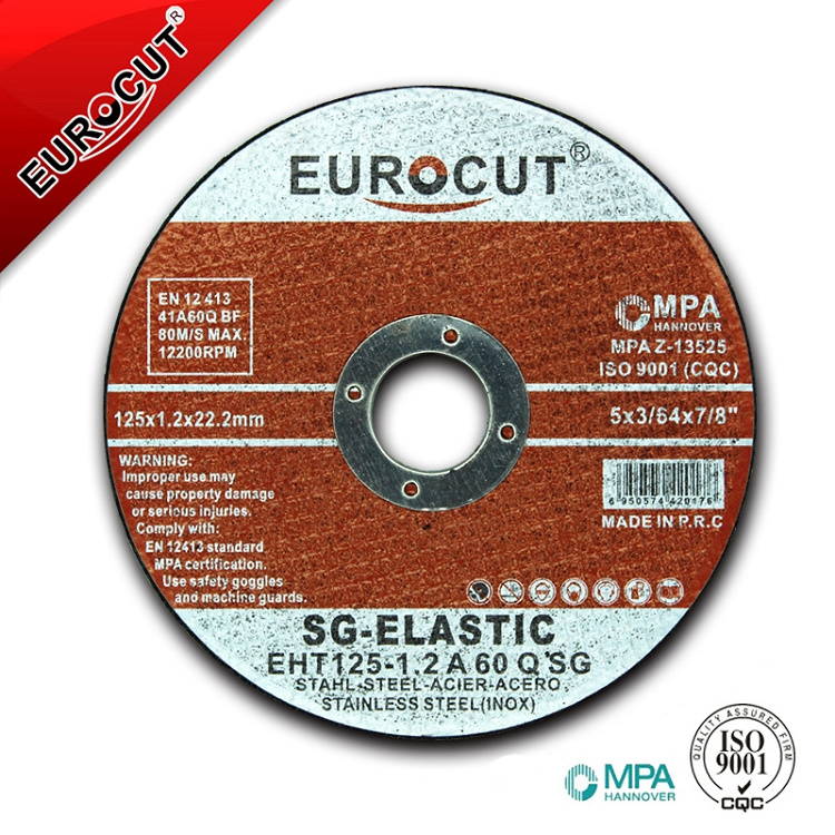 Eurocut Hot selling 5 inch 125*1.2*22 abrasive super thin cutting disc grinding disc