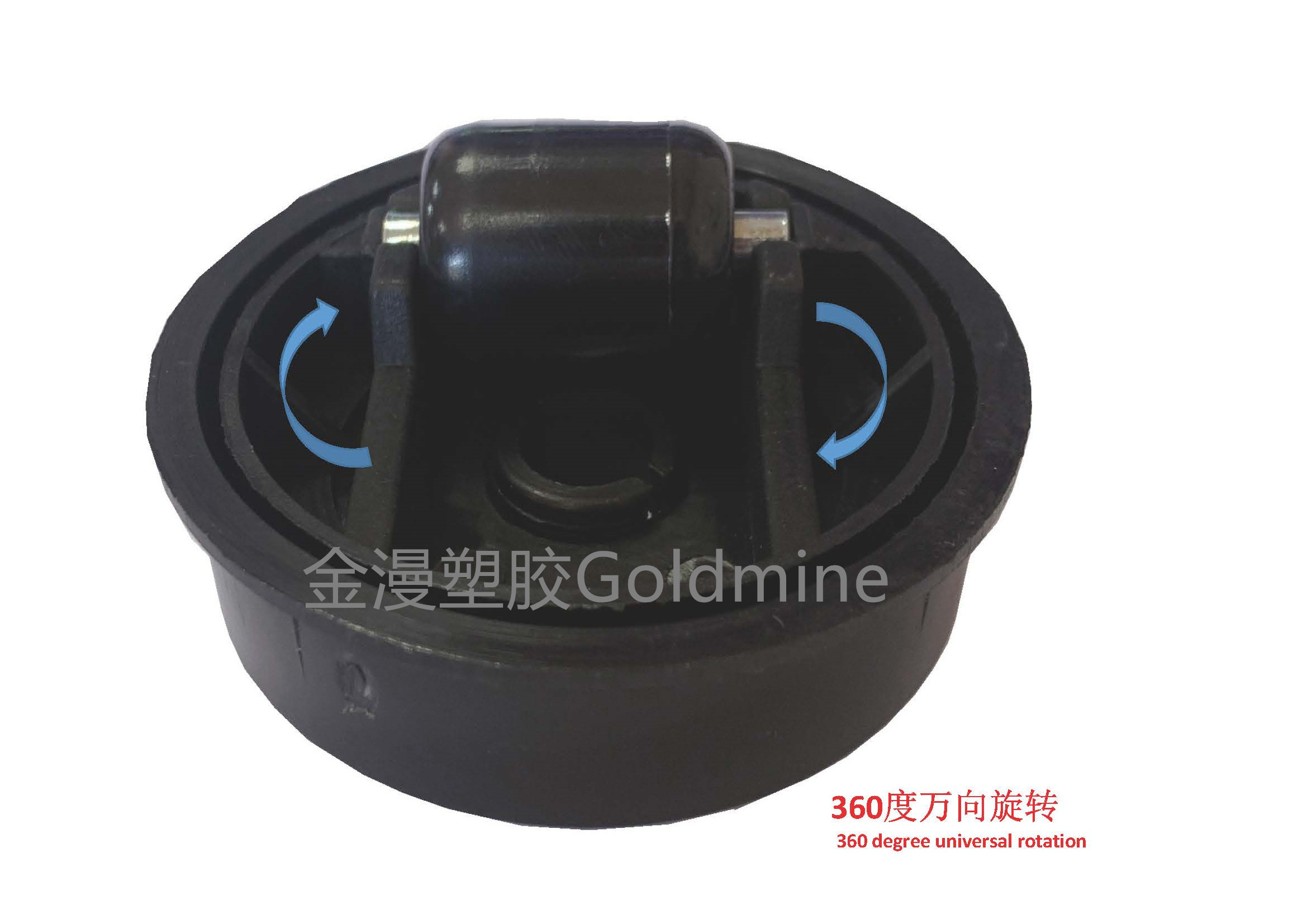 plastic body round Cover 48mm hole diameter Caster Half Hidden Furniture Caster with 17mm mini wheel