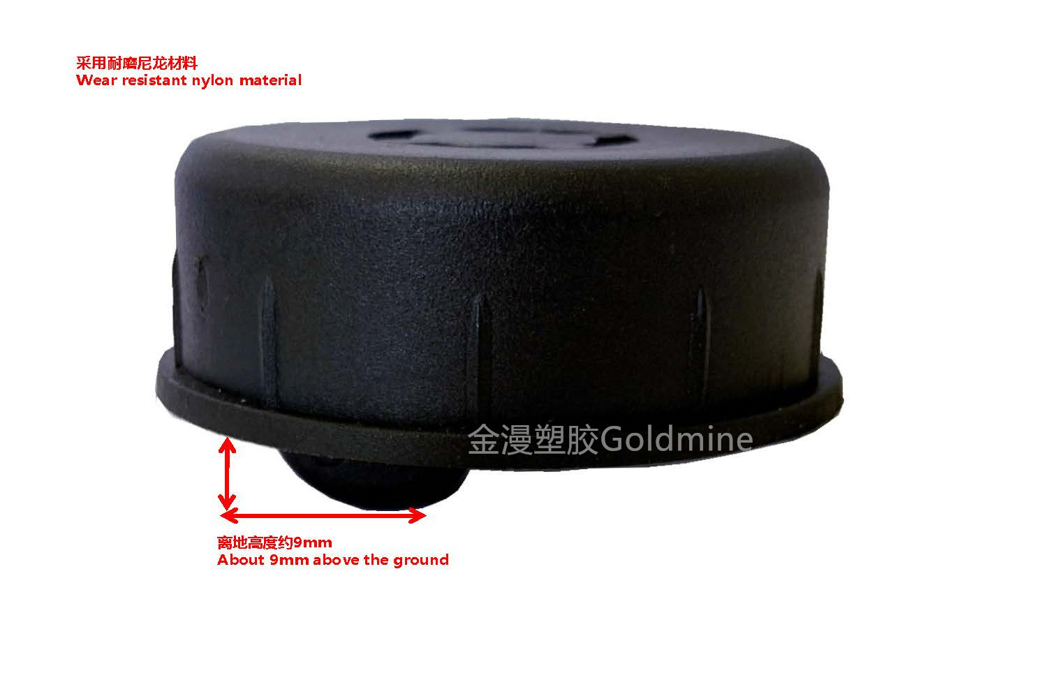 plastic body round Cover 48mm hole diameter Caster Half Hidden Furniture Caster with 17mm mini wheel