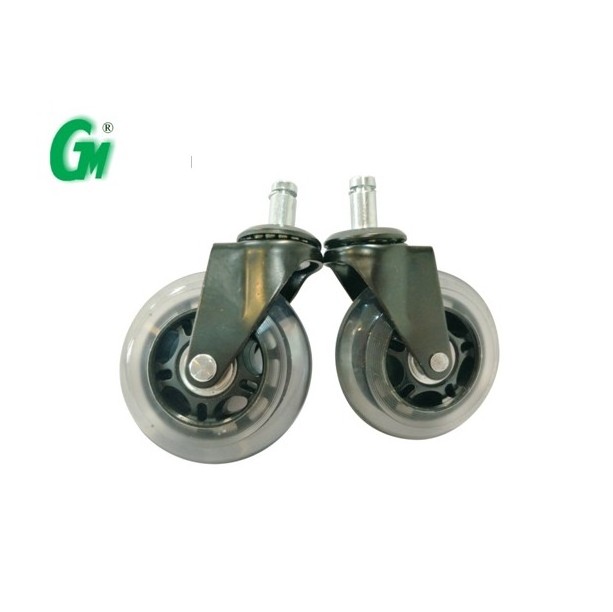 roller blade  with breaks office chair good quality pu caster soft rubber 3 inch casters wheels office chair  set of 5