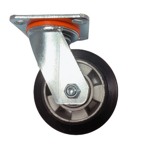 5 Inch 6 Inch 8 Inch Dual Brake Rigid Fixed aluminium core Caster With soft rubber tread Wheel industrial casters heavy duty