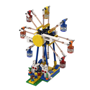 GoldMoc Amusement Park Holiday Gift Bricks Sets Moon Rabbit Doll Ferris Wheel Speeding Car Puzzle Building Blocks Kids Toys