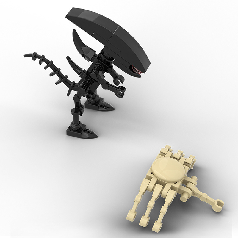 GoldMoc Alien and Face Hugger Building Blocks Set Sci-fi Horror Movie Alien Toy Full Gobricks MOC Compatible with Bricks