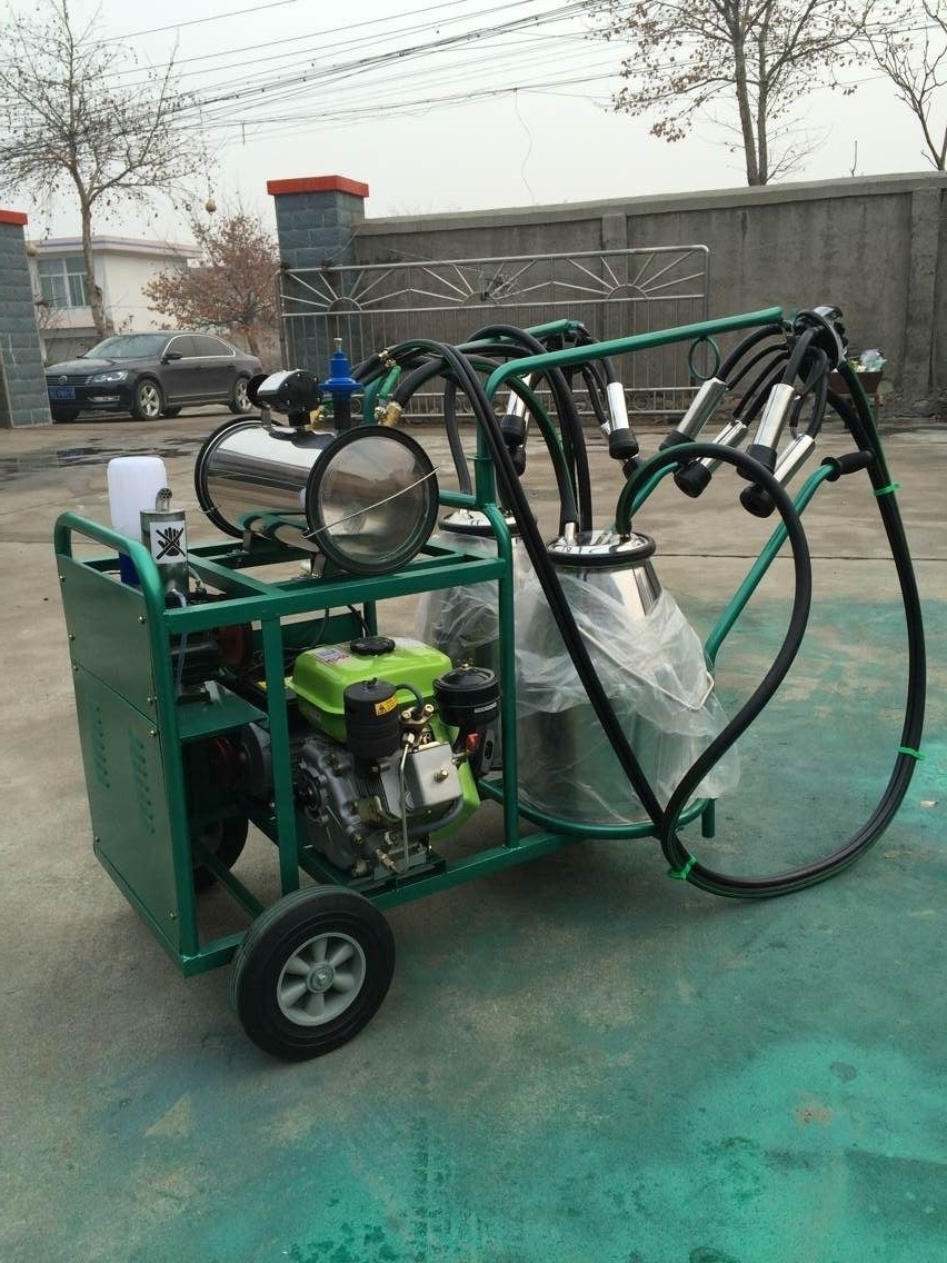 cow and goat cluster portable gasoline electric two motors double 25L buckets/tank milking machine