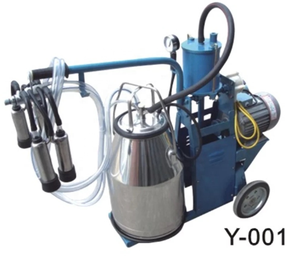 cow and goat cluster portable gasoline electric two motors double 25L buckets/tank stainless steel milking machine