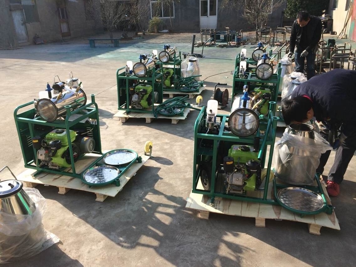 cow and goat cluster portable gasoline electric two motors double 25L buckets/tank milking machine