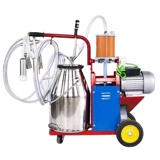 cow and goat cluster portable gasoline electric two motors double 25L buckets/tank stainless steel milking machine