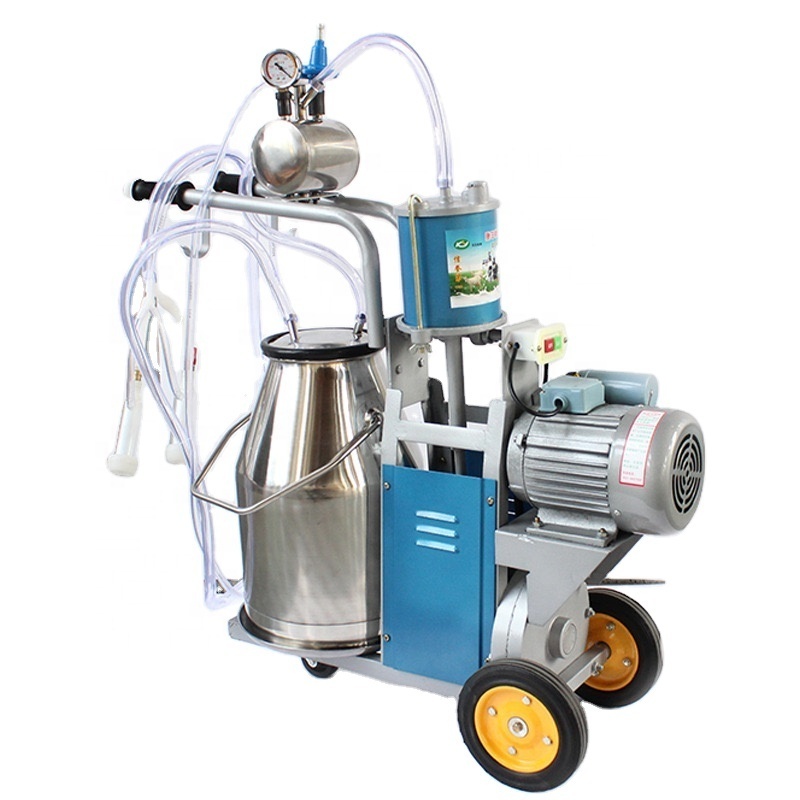 cow and goat cluster portable gasoline electric two motors double 25L buckets/tank stainless steel milking machine