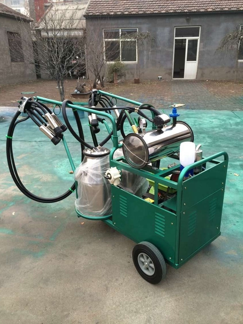 cow and goat cluster portable gasoline electric two motors double 25L buckets/tank milking machine