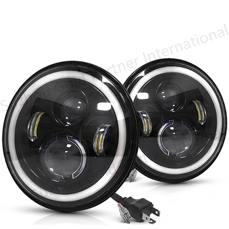 Car Headlight 7 Inch Jeeps Led Automotive Driving Lights Headlamp Halo Ring for Wranglers 0ff-road Led Fog Light 12V