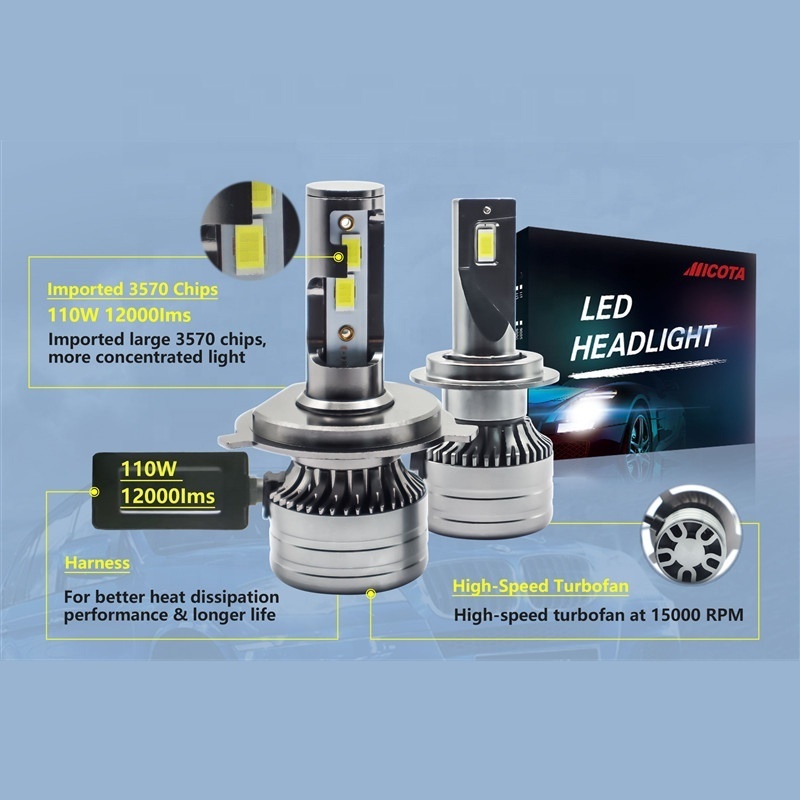 MICOTA Hot selling car headlight kaier V8 G25 CSP Led factory H4 H7 H11 9006 880 high power car led lamp light bulb