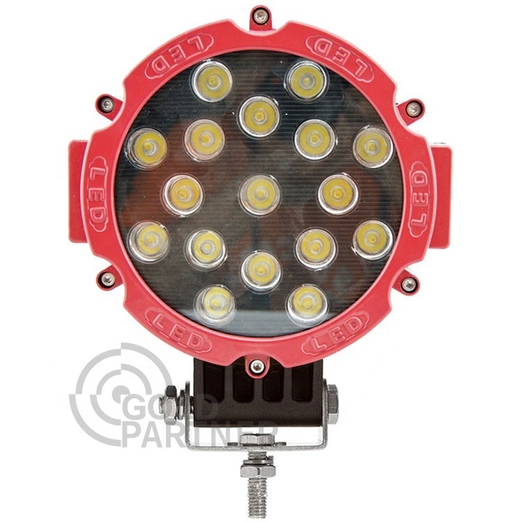 7 inch Auto Parts Off Road 51W Led Work Light for Trucks 12V IP68 Spot/ Flood Red Black Work Light Led