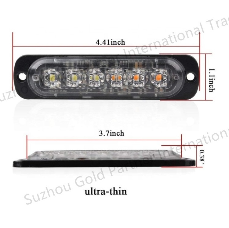 6 LED Emergency Warning Strobe Lights Deck Grille LED Strobe Flashing Lights Car Truck 12V 24V Boat Side Maker Light