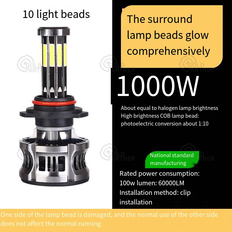 High Power Super Bright 10000 Lumen 12V 24 V H1 H3 H7 H11 9005 9006 H4 Led Headlights x8 Car Cob led bulb