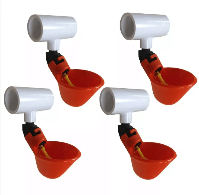 4 Automatic Waterer Drinker Cups Chicken Coop Poultry Chook Bird Turkey Drink