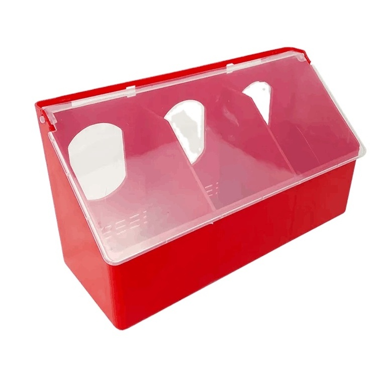 Plastic Breeding Box Red Racing Pigeon Quail Bird Pigeon Supplies Pigeon Feeders Three Holes PH-132