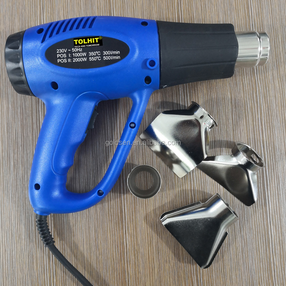 TOLHIT 2000w Power Temperature Adjustable Hot Wind Plastic Paint Shrinking Heating Tool Electric Portable Hot Air Gun