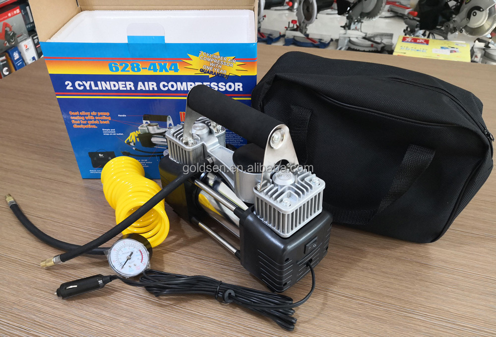 TOLHIT Emergency Industrial Double Cylinder Automatic Truck Tire Inflator Pump Portable DC 12v Mini Car Air Compressor