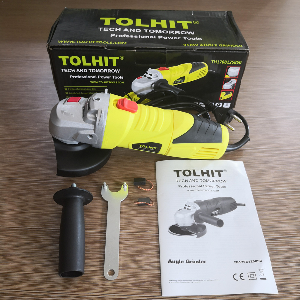 TOLHIT Slide Switch Red Mini Grinding Machine Professional Cordless Electric Power Small Angle Grinder 950w 115mm 4.5 Inch