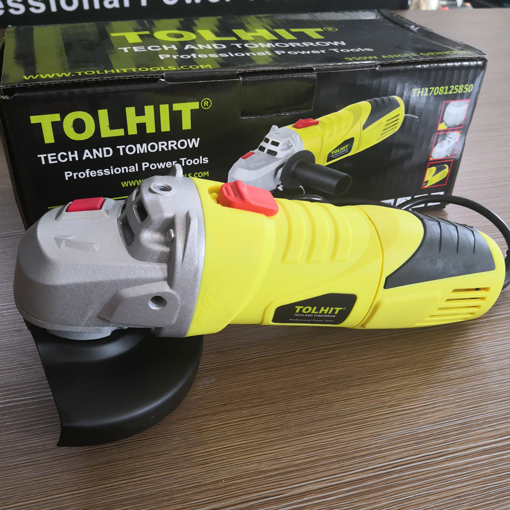 TOLHIT Slide Switch Red Mini Grinding Machine Professional Cordless Electric Power Small Angle Grinder 950w 115mm 4.5 Inch