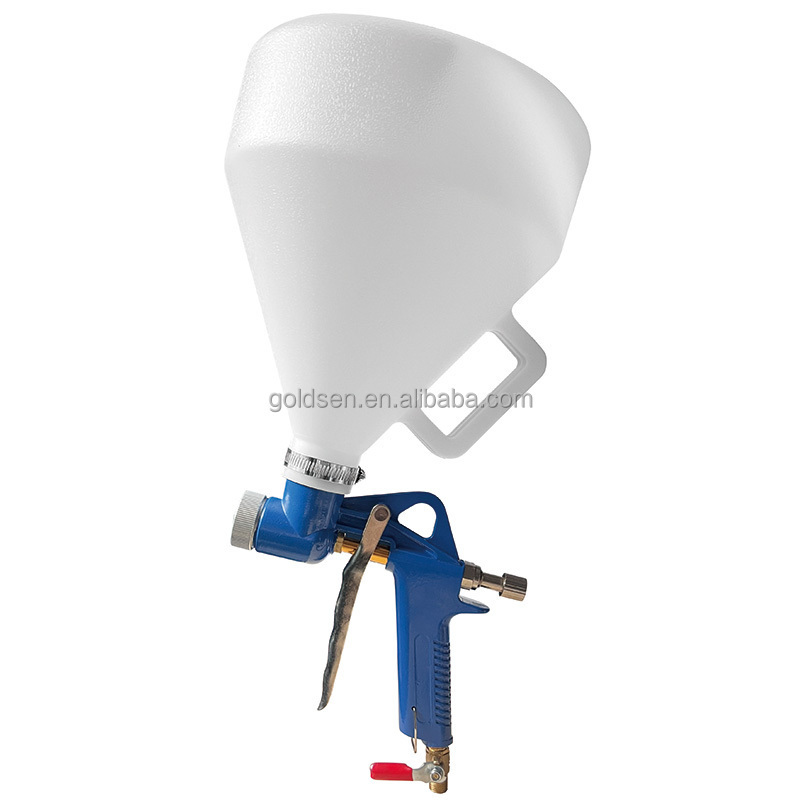 TOLHIT pneumatic building work gravity feed high volume 5L 5000cc cup air texture hopper gun with spray gun nozzle 6mm 8mm 4mm