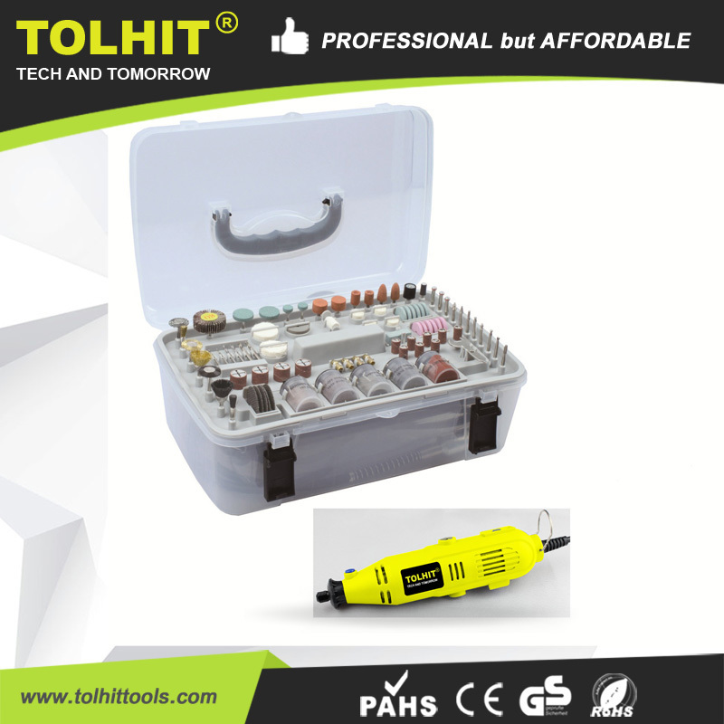 TOLHIT Power Mini Hand Drill Engraver Kit With Rotary Flex Shaft Grinder Portable Electric Grinder Tool Set 135w 217pcs