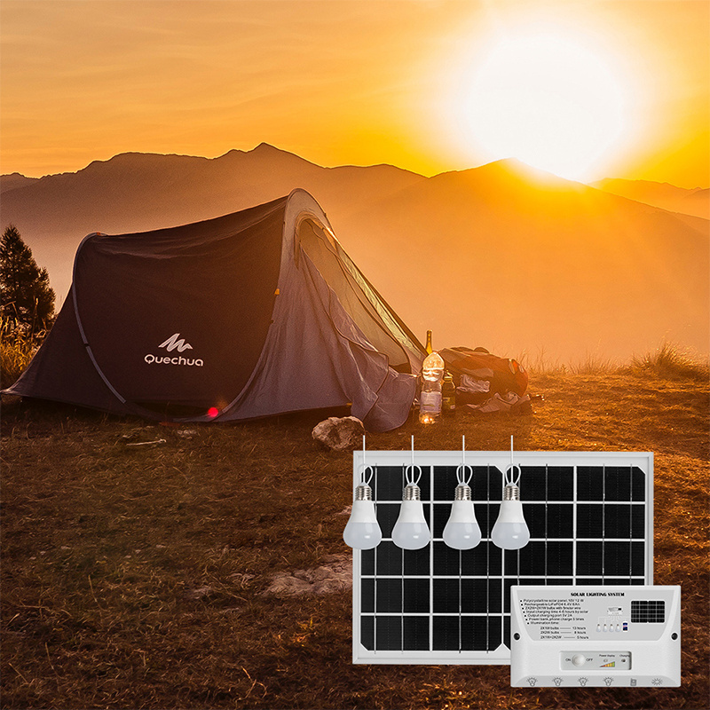 portable solar power indoor lighting system with led 3 bulbs for camping for lighting for shed