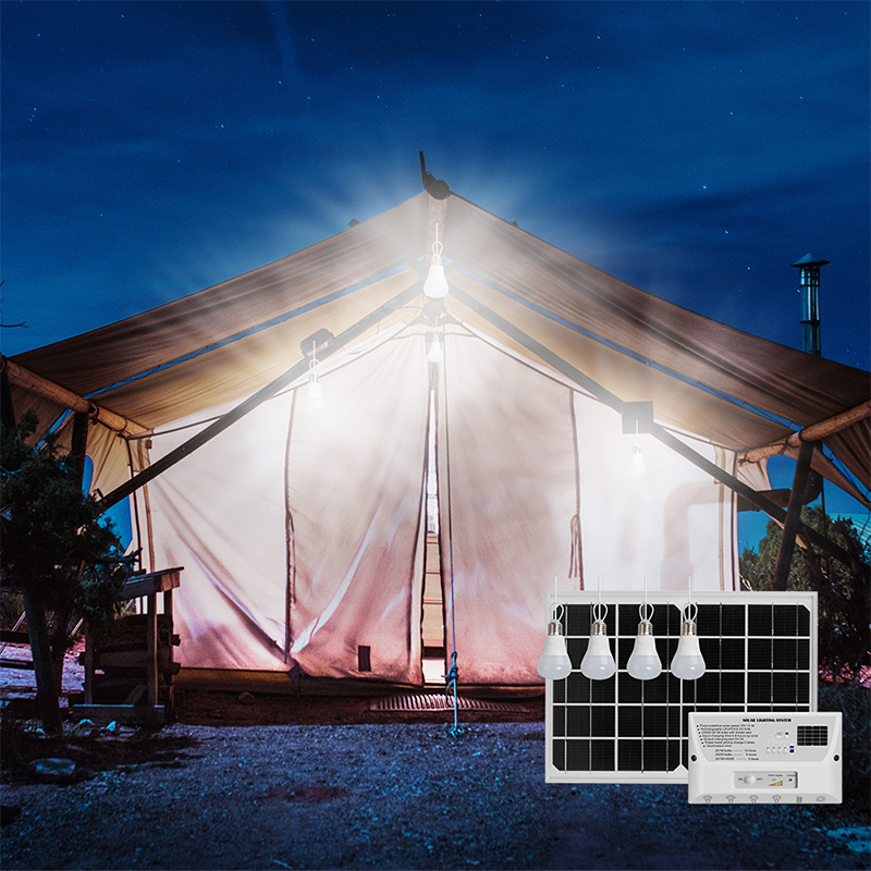 portable solar power indoor lighting system with led 3 bulbs for camping for lighting for shed