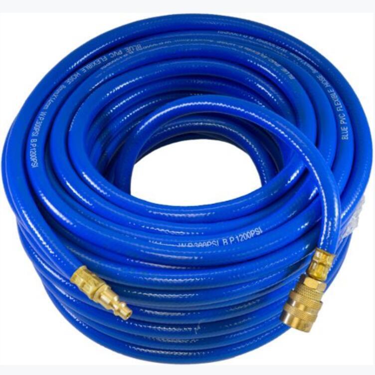 High Pressure Flexible Air Compressor Hose Pneumatic Pipe Hose PVC Hose With Blue Color And Connectors Fittings