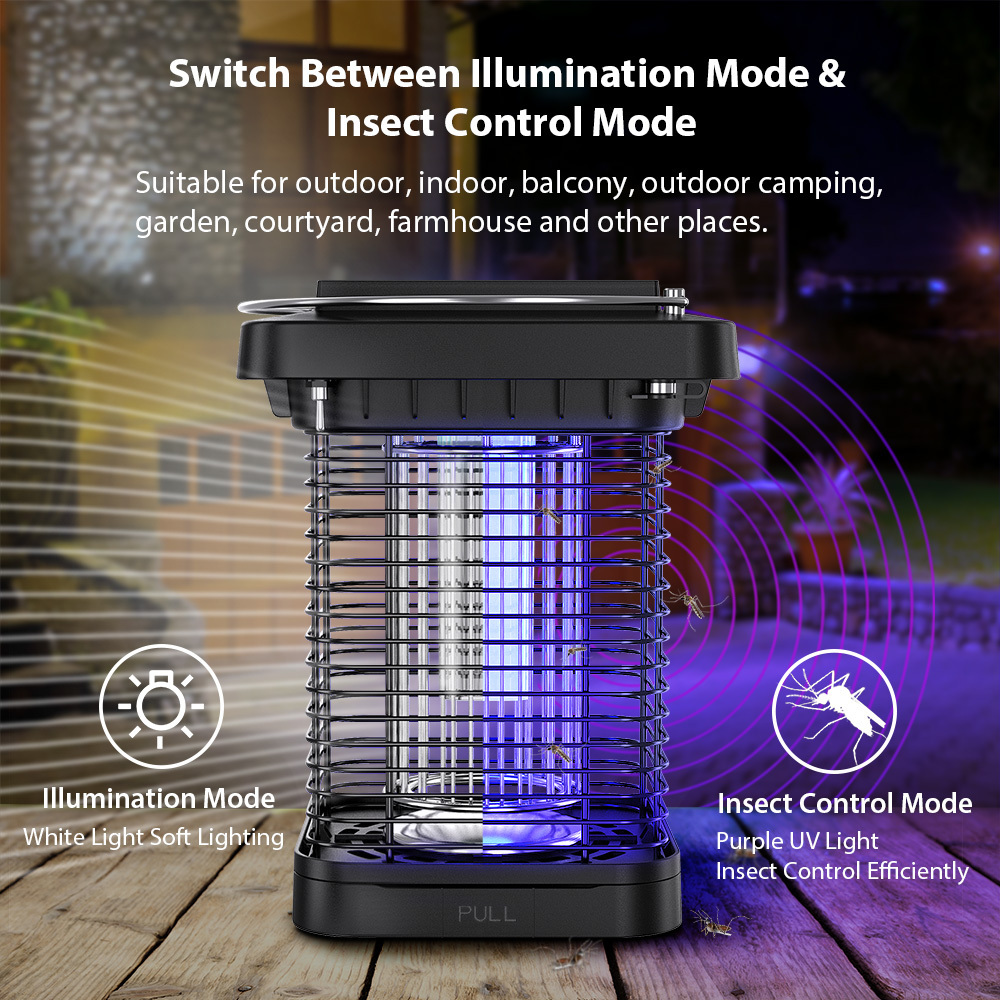 Solar Insect Light Trap Mosquito Killer Lamp Rechargeable Flies Killer Trap for Courtyard