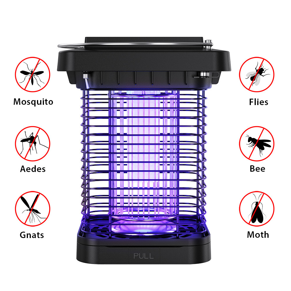 Stainless Steel Farm Insect Zapper Solar Powered Portable Mosquito Zapper Electric Bug Trap