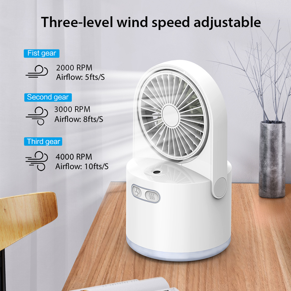 3 In 1 Colorful Light Mini Personal Mister USB Fan Humidifier Jet Mini Fan with Wet Mist