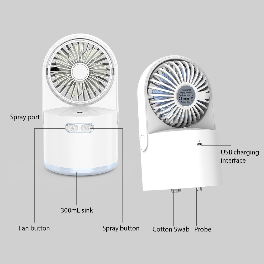 2024 New High Quality DC Cool Mist Portable Personal USB 2 in 1 Air Cooler Mini Fan OEM