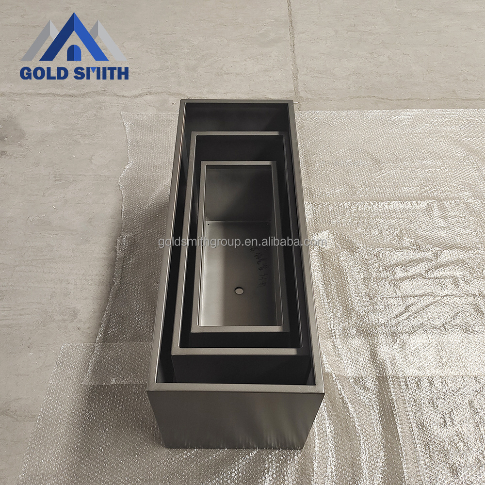 Outdoor stainless steel planter - hotel high-end vase - trapezoidal flower trough - irregular flower pot