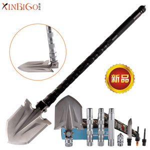 High quality stainless steel multifunctional shovel long handle folding camping shovel