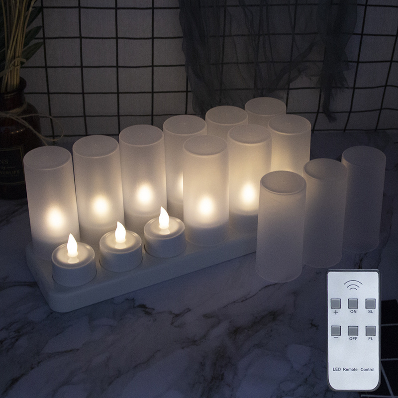 amazon hot seller  holiday welding birthday party flame led candle warm white light Rechargeable romantic led tealight candle