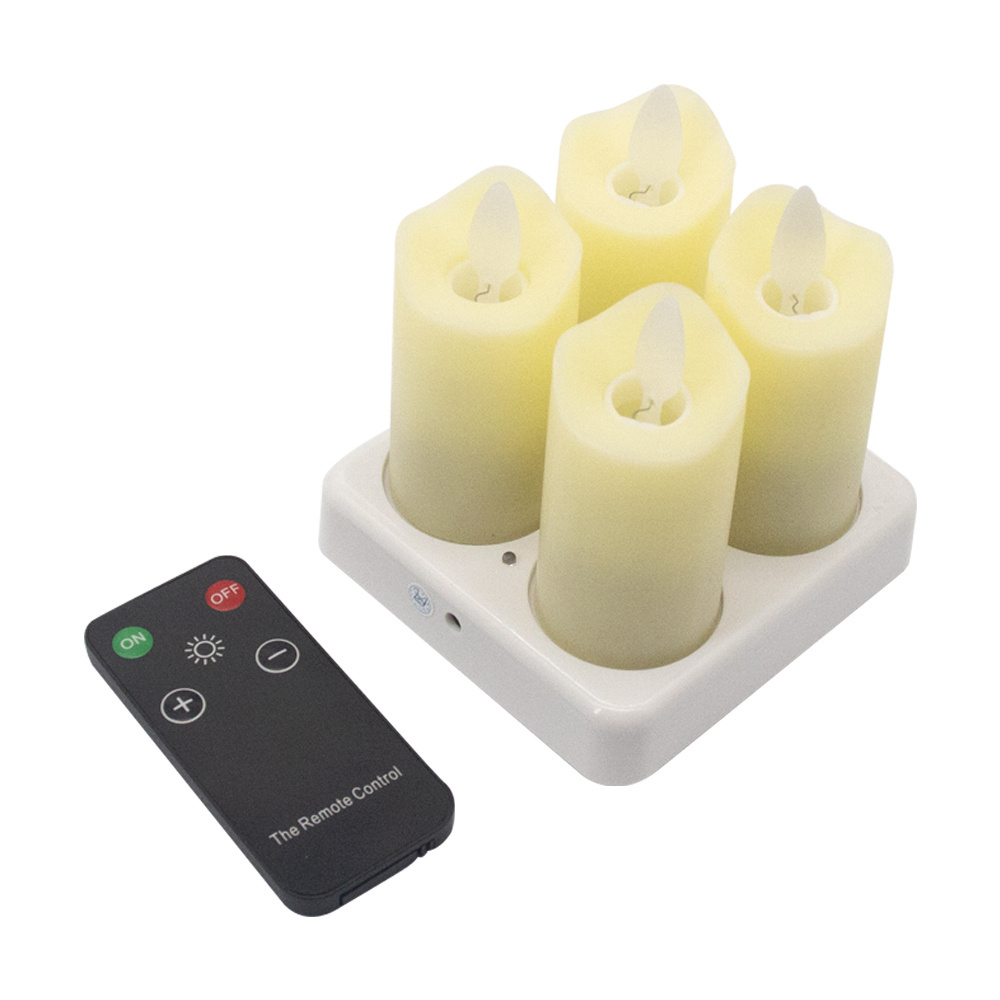 Flameless  candle Remote control set of 4 led rechargeable tealight candle for home