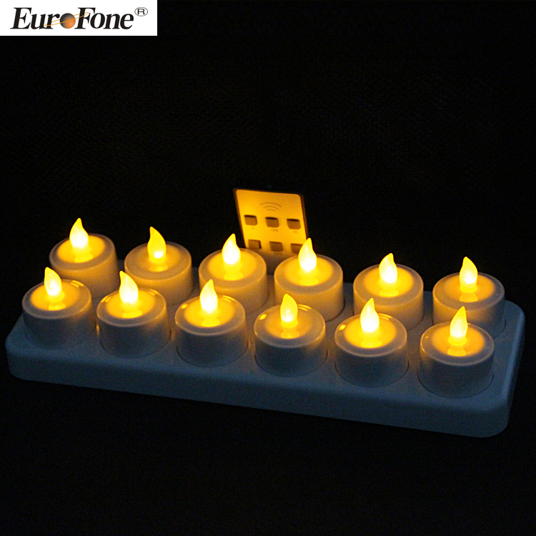 yellow color remote led candles  12 Rechargeable Led Tea Lights Candles