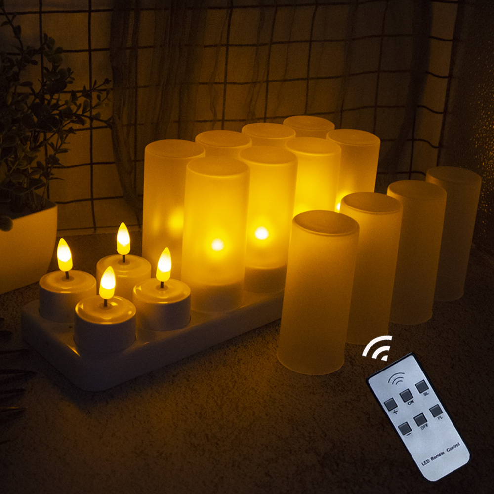 Cheap price  flameless flicker Led rechargeable candle led candle tea light  With charging base