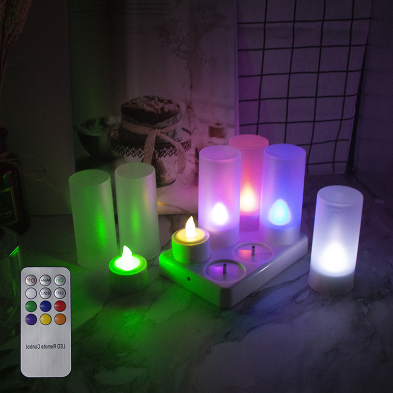 Rechargeable Flameless Multi-Color Changing LED Tea Candle Light with remote control