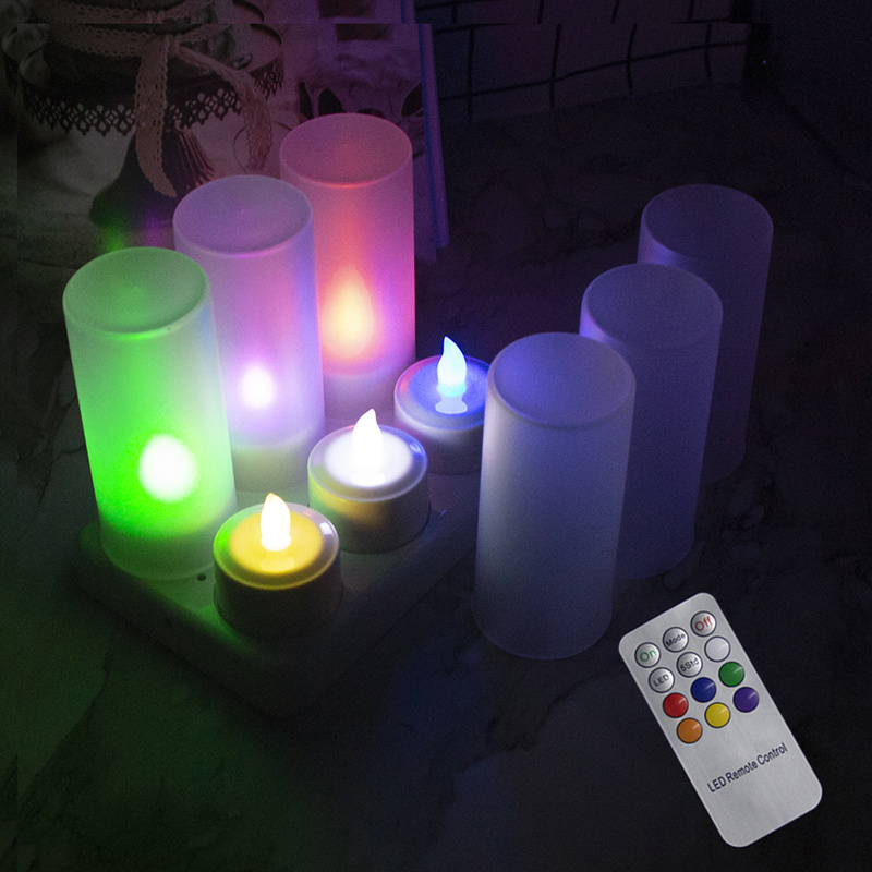 Rechargeable Flameless Multi-Color Changing LED Tea Candle Light with remote control