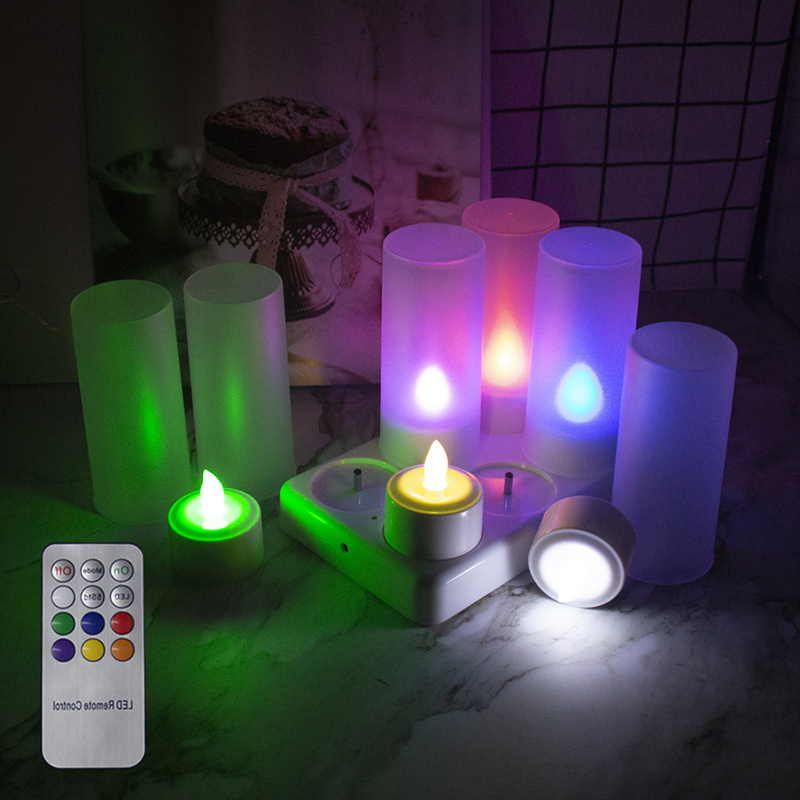 Rechargeable Flameless Multi-Color Changing LED Tea Candle Light with remote control