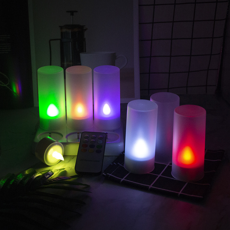 6 psc LED rechargeable tealight candle with votive holder Multicolor candle  with remote control