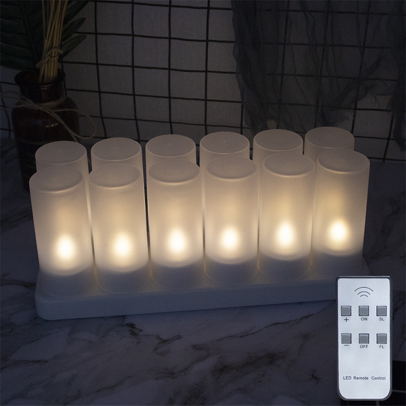 amazon hot seller  holiday welding birthday party flame led candle warm white light Rechargeable romantic led tealight candle