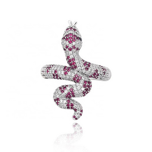 Charm Design Colorful Cubic Zircon Serpentine Snake Ring Hip H op Men Women Jewelry