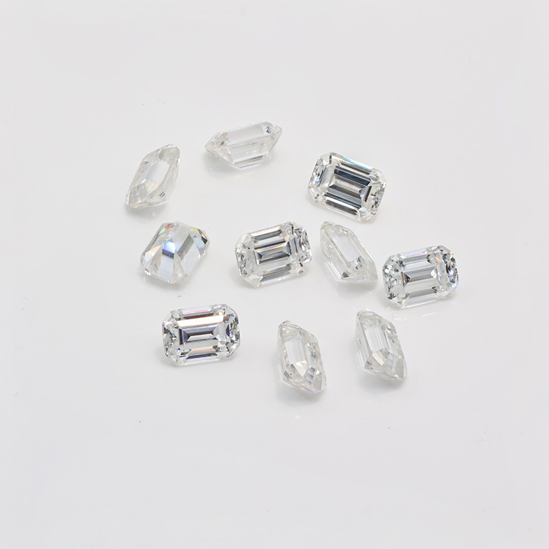 GRA Certificate 2*3 to 12*14mm Moissanite Emerald Cut Moissanite Pure White VVS DEF Color Moissanite Loose Stones