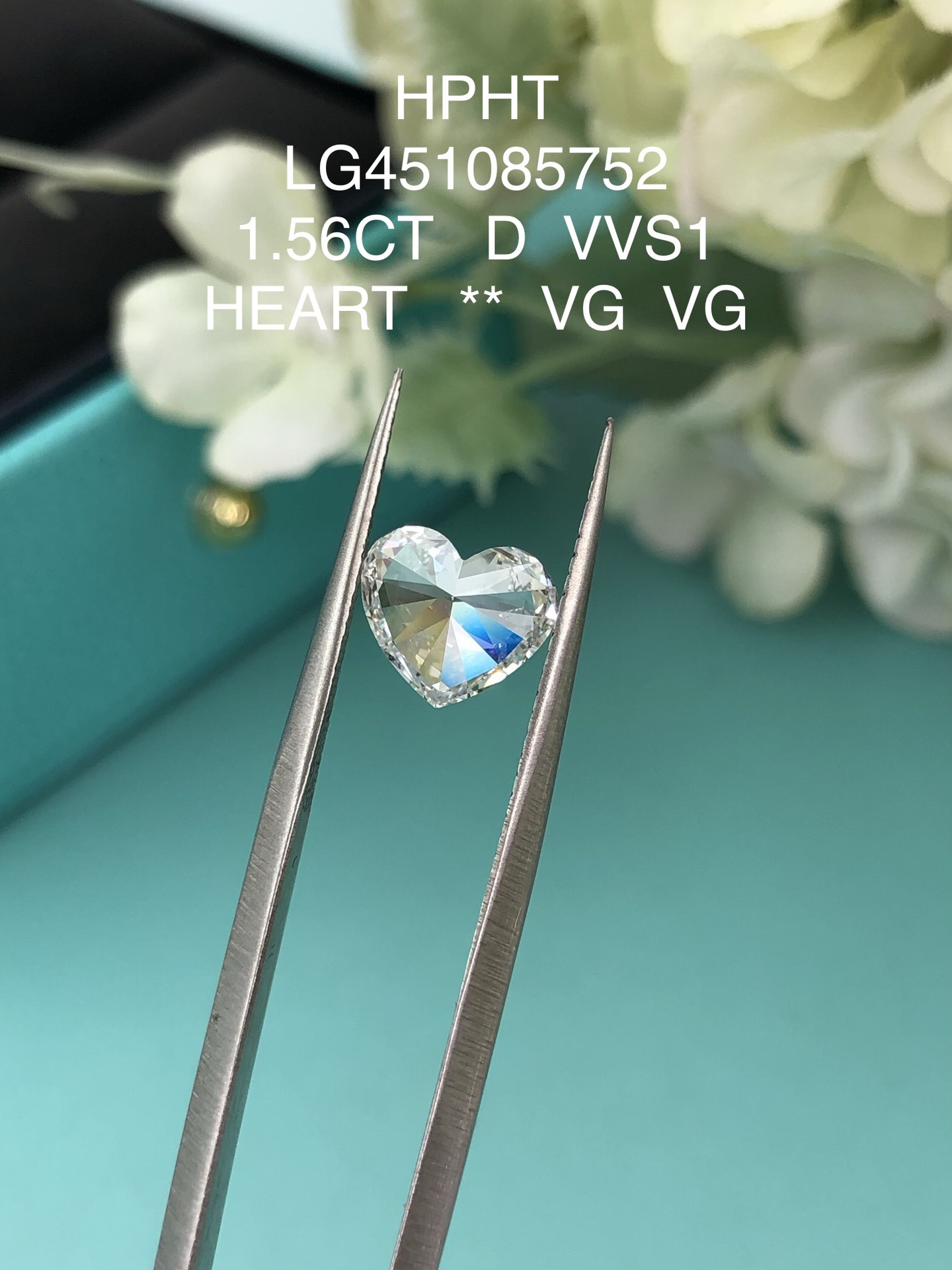 IGI Certified Fancy Cut Heart Shape Loose Diamond VG Polish 1.56ct D Color  VVS1 Clarity Lab Grown Diamond HPHT